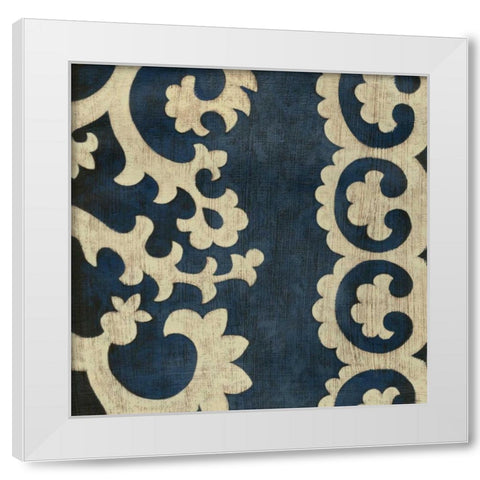 Indigo Suzani I White Modern Wood Framed Art Print by Zarris, Chariklia