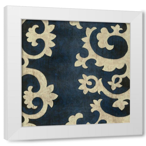 Indigo Suzani IV White Modern Wood Framed Art Print by Zarris, Chariklia