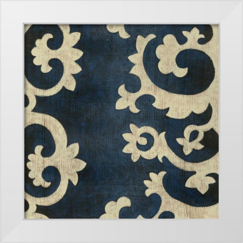 Indigo Suzani IV White Modern Wood Framed Art Print by Zarris, Chariklia