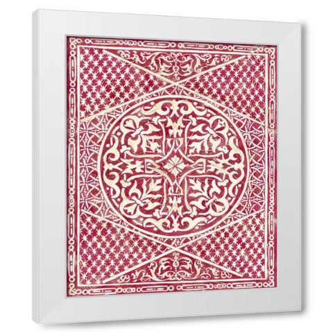 Woodcut in Red I White Modern Wood Framed Art Print by Zarris, Chariklia