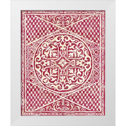 Woodcut in Red I White Modern Wood Framed Art Print by Zarris, Chariklia