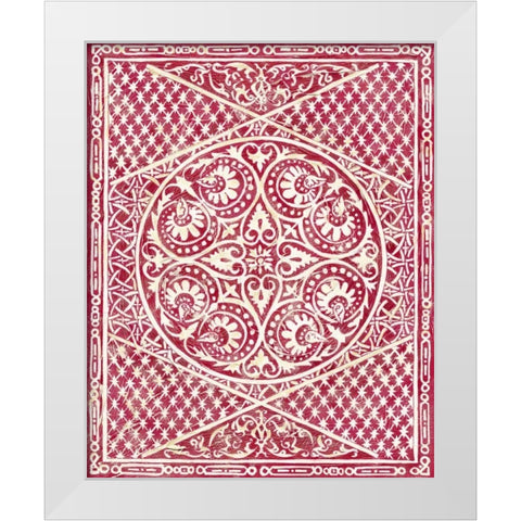 Woodcut in Red II White Modern Wood Framed Art Print by Zarris, Chariklia