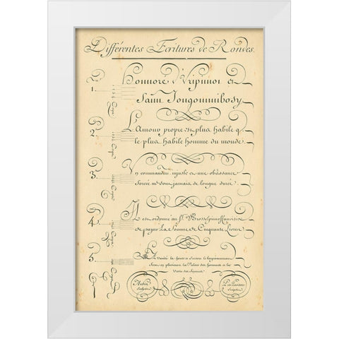 Alphabet Sampler III White Modern Wood Framed Art Print by Diderot, Denis