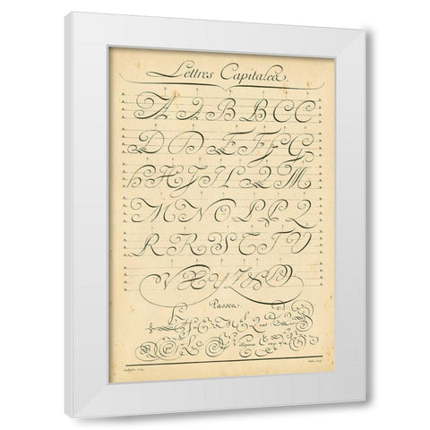 Alphabet Sampler IV White Modern Wood Framed Art Print by Diderot, Denis