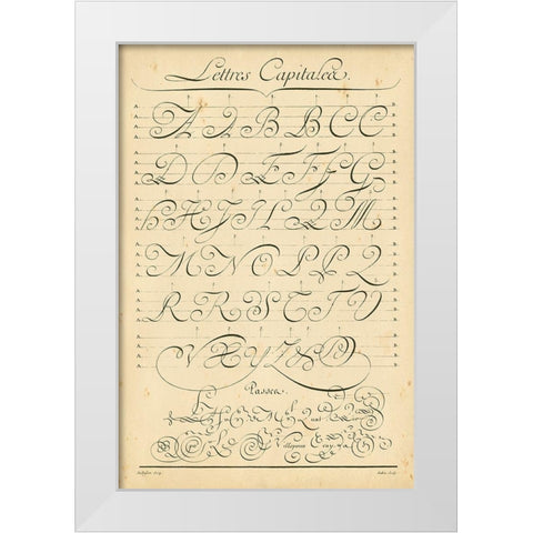 Alphabet Sampler IV White Modern Wood Framed Art Print by Diderot, Denis