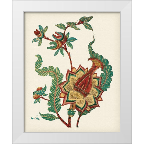 Jacobean Floral I White Modern Wood Framed Art Print by Vision Studio