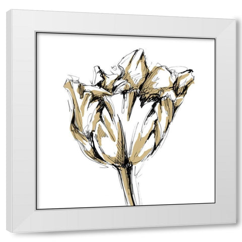 Tulip Sketch I White Modern Wood Framed Art Print by Harper, Ethan