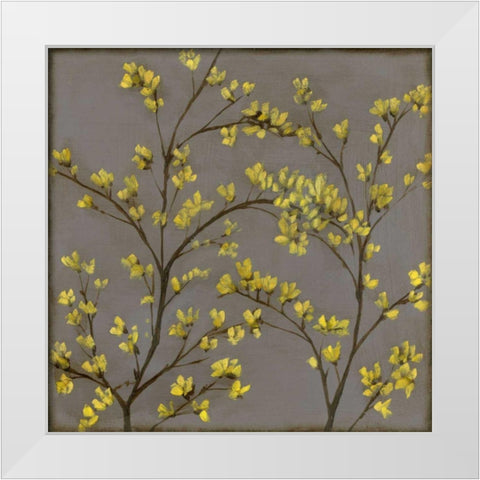 Forsythia II White Modern Wood Framed Art Print by Goldberger, Jennifer