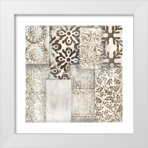 Neutral Patterned Patchwork I White Modern Wood Framed Art Print by Goldberger, Jennifer