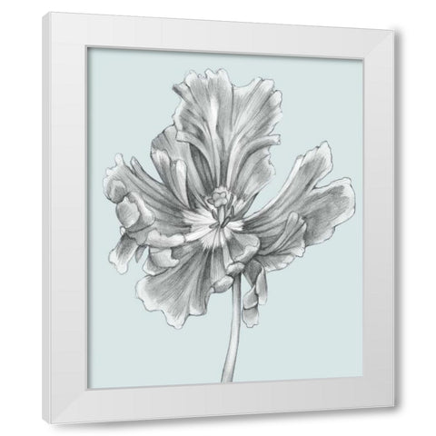 Silvery Blue Tulips III White Modern Wood Framed Art Print by Goldberger, Jennifer