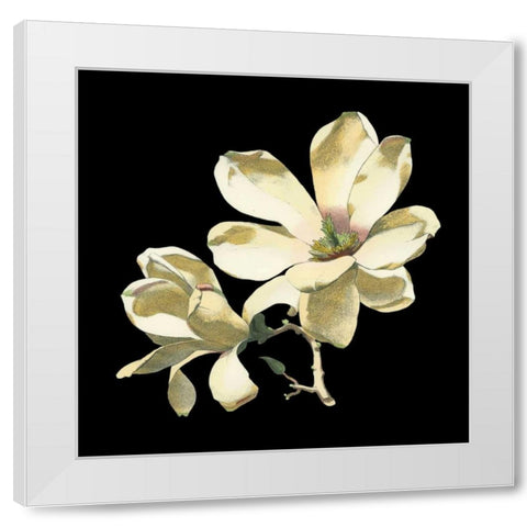 Midnight Magnolias I White Modern Wood Framed Art Print by Chabal Dussurgey