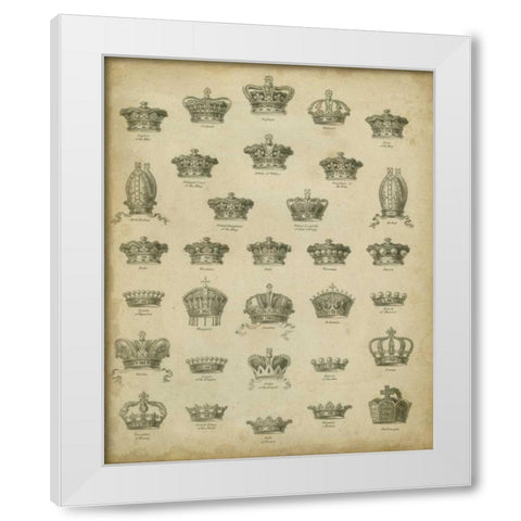 Heraldic Crowns and Coronets V White Modern Wood Framed Art Print by Milton