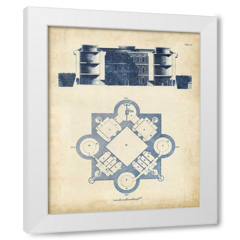 Architectural Blueprint I White Modern Wood Framed Art Print by Andrew Cook George
