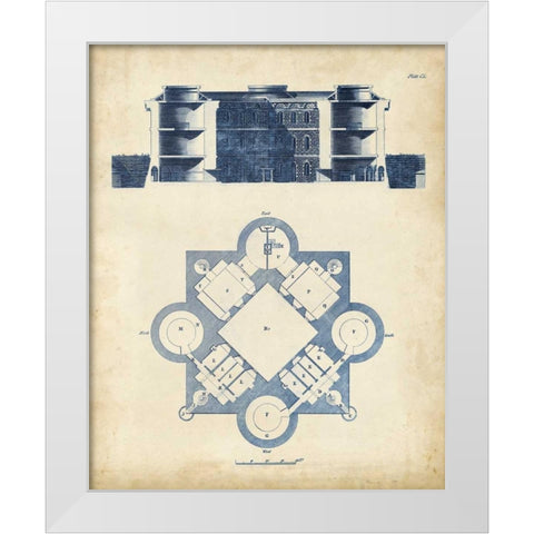 Architectural Blueprint I White Modern Wood Framed Art Print by Andrew Cook George