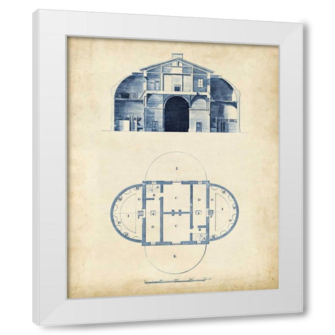 Architectural Blueprint V White Modern Wood Framed Art Print by Andrew Cook George