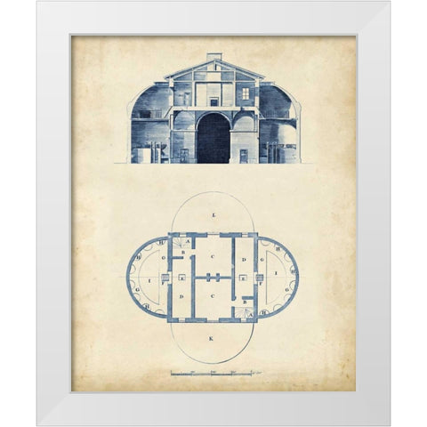 Architectural Blueprint V White Modern Wood Framed Art Print by Andrew Cook George