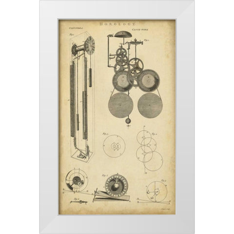 Clockworks II White Modern Wood Framed Art Print by Chambers