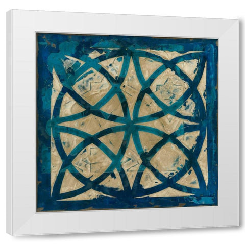 Stained Glass Indigo IV White Modern Wood Framed Art Print by Meagher, Megan