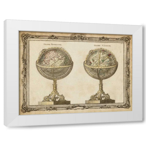 Terrestrial and Celestial Globes White Modern Wood Framed Art Print by Vision Studio