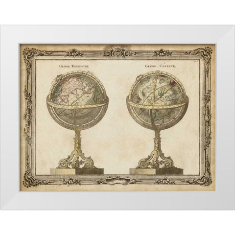Terrestrial and Celestial Globes White Modern Wood Framed Art Print by Vision Studio