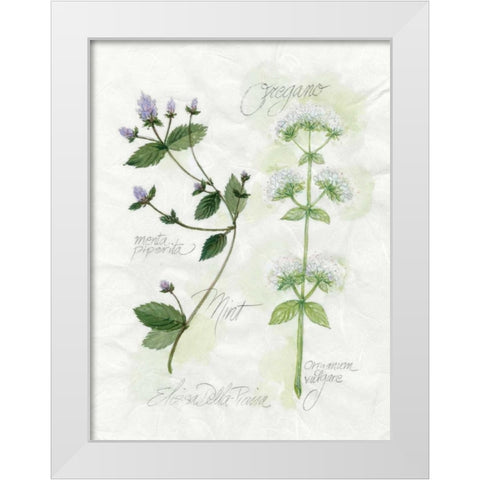 Oregano and Mint White Modern Wood Framed Art Print by Della-Piana, Elissa