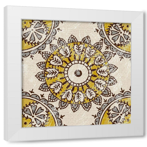 Non-Emb. Block Print Tile II White Modern Wood Framed Art Print by Zarris, Chariklia