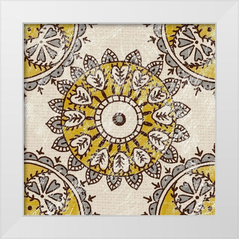 Non-Emb. Block Print Tile II White Modern Wood Framed Art Print by Zarris, Chariklia