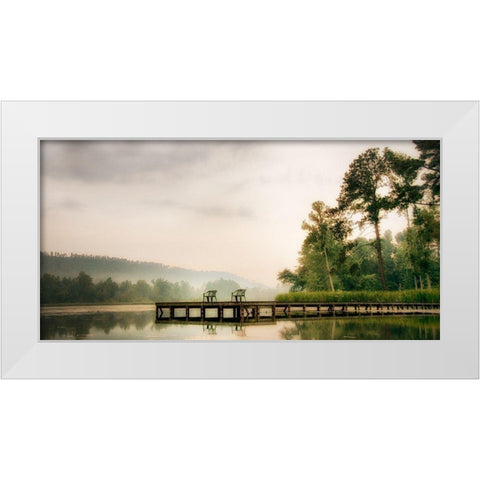 Two Green Chairs White Modern Wood Framed Art Print by Head, Danny