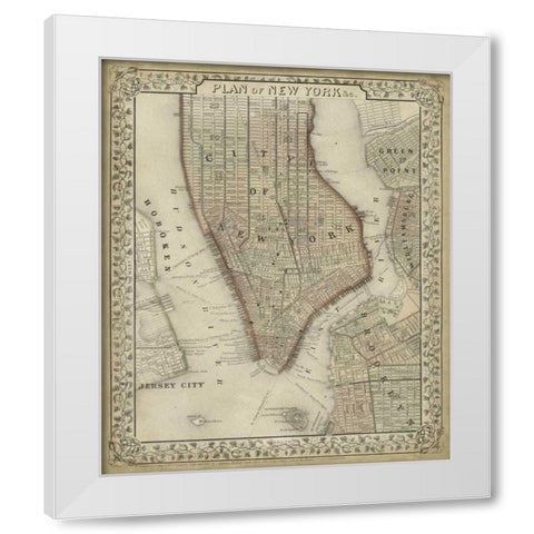 Plan of New York White Modern Wood Framed Art Print by Mitchell