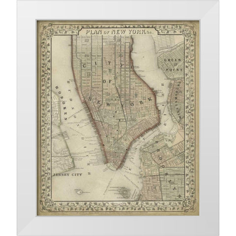 Plan of New York White Modern Wood Framed Art Print by Mitchell