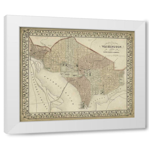 Plan of Washington, D.C. White Modern Wood Framed Art Print by Mitchell