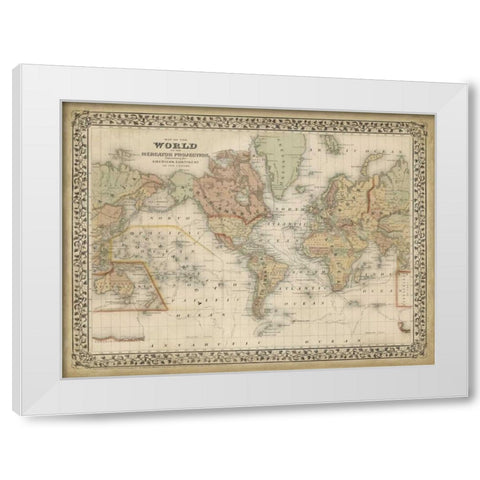Mitchells World Map White Modern Wood Framed Art Print by Mitchell