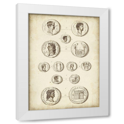 Antique Roman Coins I White Modern Wood Framed Art Print by Unknown