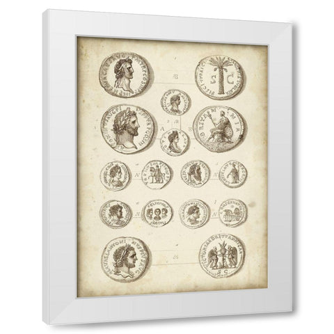 Antique Roman Coins IV White Modern Wood Framed Art Print by Unknown