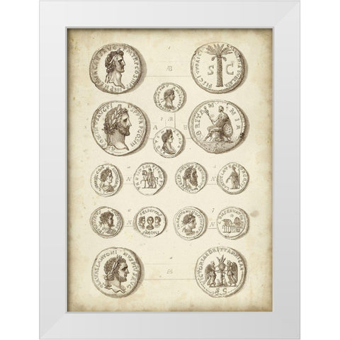 Antique Roman Coins IV White Modern Wood Framed Art Print by Unknown