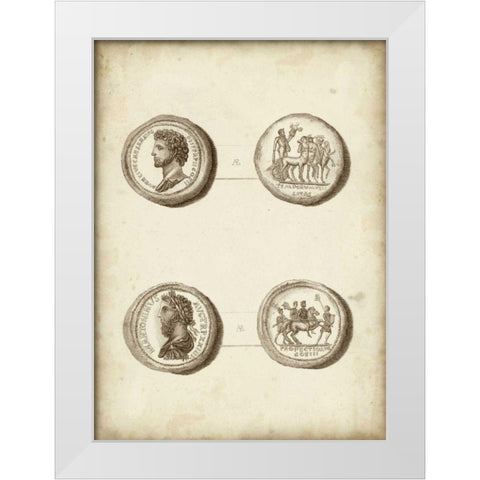 Antique Roman Coins VI White Modern Wood Framed Art Print by Unknown