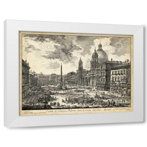 Veduta di Piazza Navona White Modern Wood Framed Art Print by Piranesi
