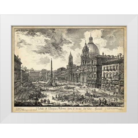 Veduta di Piazza Navona White Modern Wood Framed Art Print by Piranesi