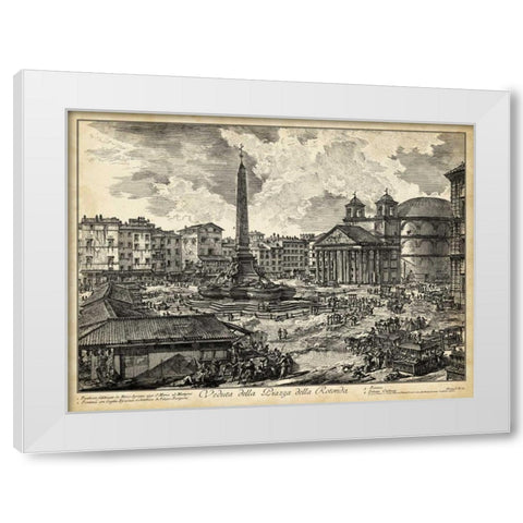 Veduta della Piazza della Rotunda White Modern Wood Framed Art Print by Piranesi