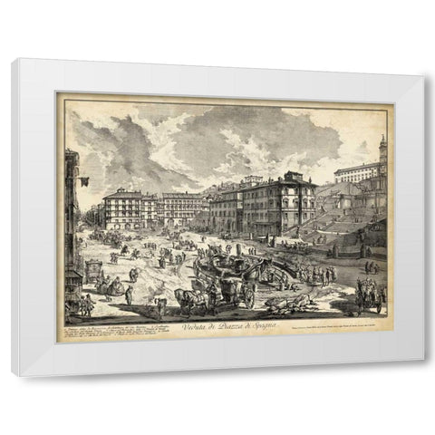 Veduta di Piazza di Spagna White Modern Wood Framed Art Print by Piranesi