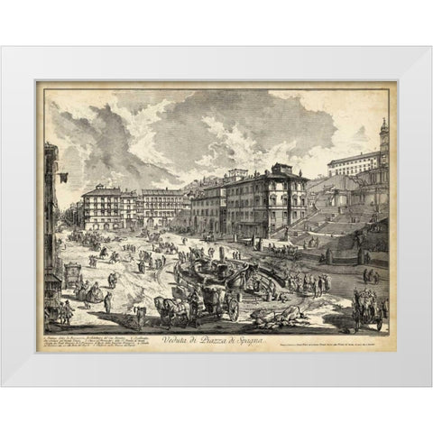 Veduta di Piazza di Spagna White Modern Wood Framed Art Print by Piranesi