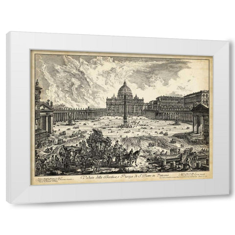 Veduta della Basilica di S. Pietro White Modern Wood Framed Art Print by Piranesi
