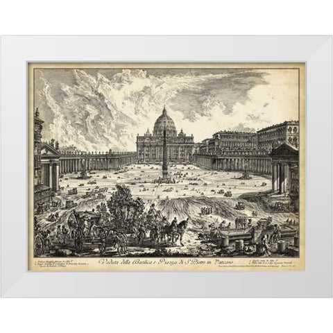 Veduta della Basilica di S. Pietro White Modern Wood Framed Art Print by Piranesi