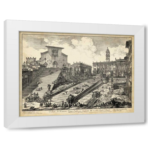 Veduta del Romano Campidoglio White Modern Wood Framed Art Print by Piranesi
