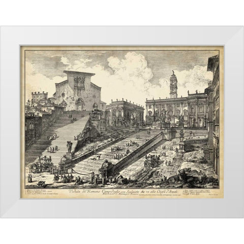 Veduta del Romano Campidoglio White Modern Wood Framed Art Print by Piranesi