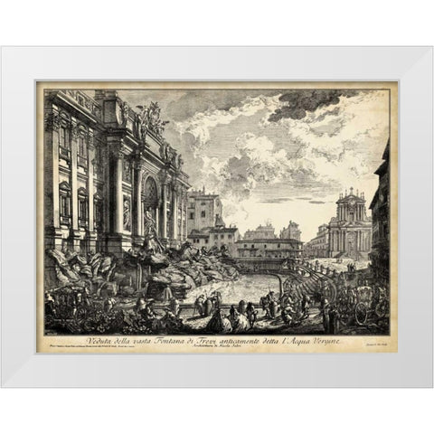 Veduta della vasta Fontana di Trevi White Modern Wood Framed Art Print by Piranesi