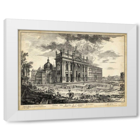 Veduta Basilica S.Giovanni Laterano White Modern Wood Framed Art Print by Piranesi