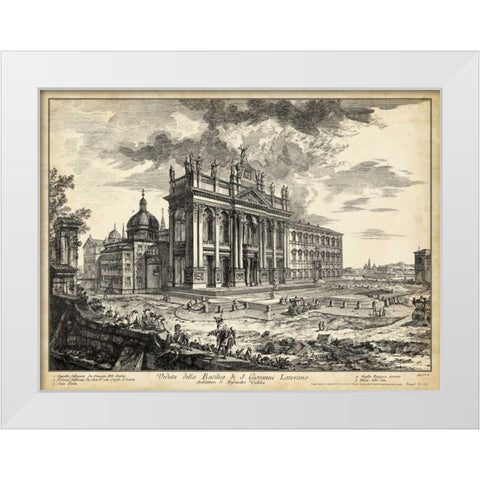 Veduta Basilica S.Giovanni Laterano White Modern Wood Framed Art Print by Piranesi