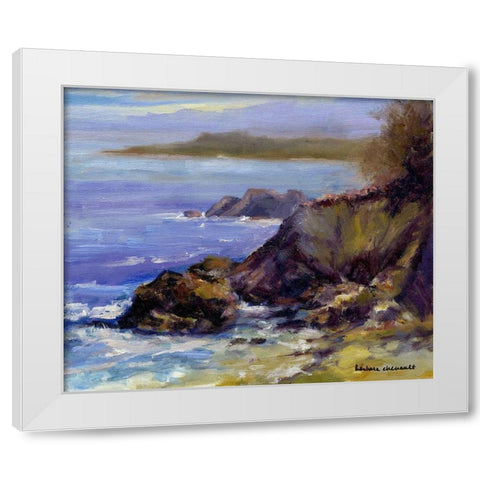 Surf on the Rocks White Modern Wood Framed Art Print by Chenault, Barbara