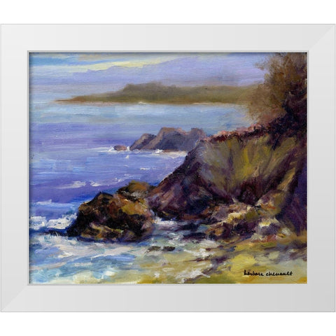Surf on the Rocks White Modern Wood Framed Art Print by Chenault, Barbara